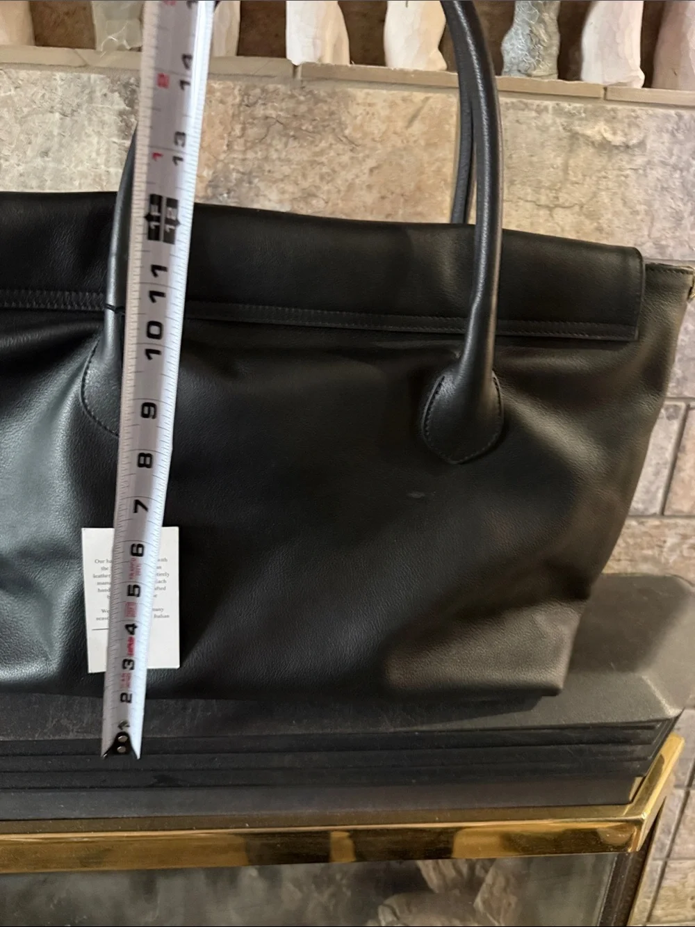 Claudia Classic Viral Black Leather Tote Bag with Gold Hardware